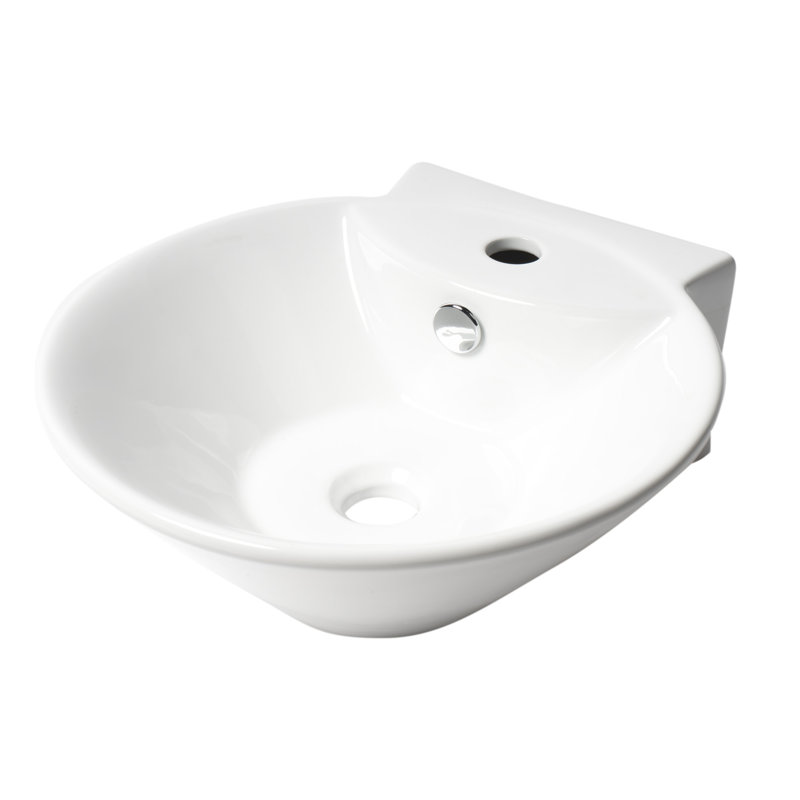 Alfi Brand 16.88 " Ceramic Oval Bathroom Sink and Overflow Hole