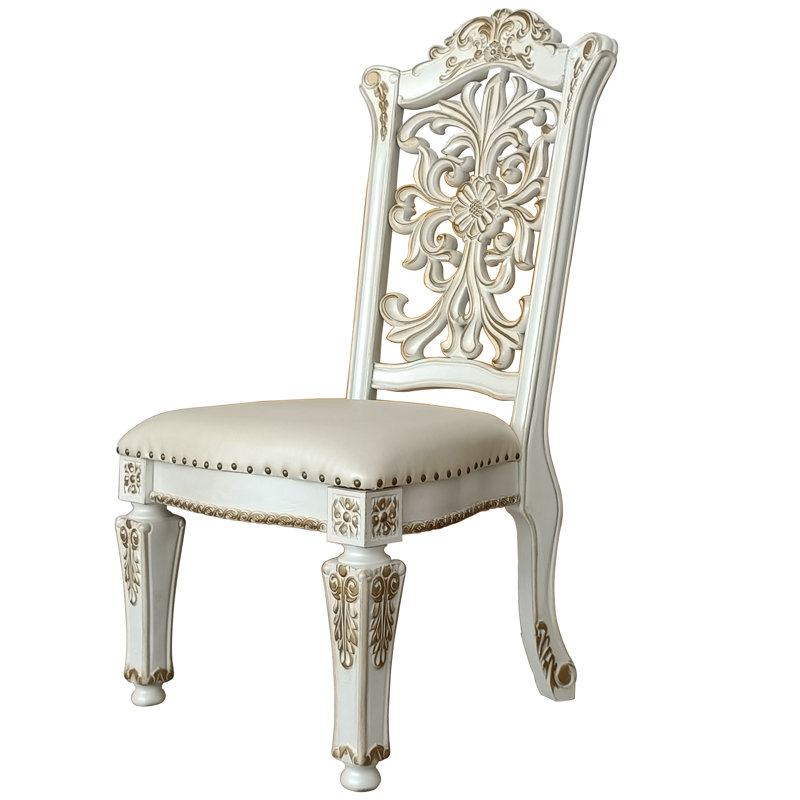 Chaise d'appoint ivoire et perle antique avec garniture cloutée (ensemble de 2), Ivoire ivoire, Blanc