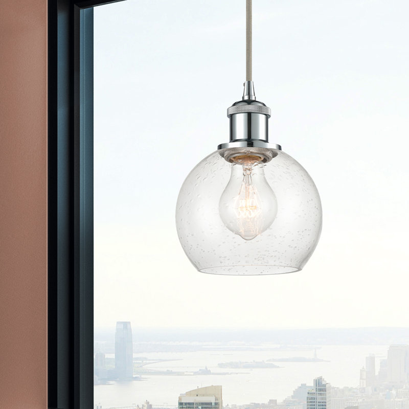 Luminaire suspendu sphérique 1 lumière Roxane, Ampoule non incluse, Chrome poli