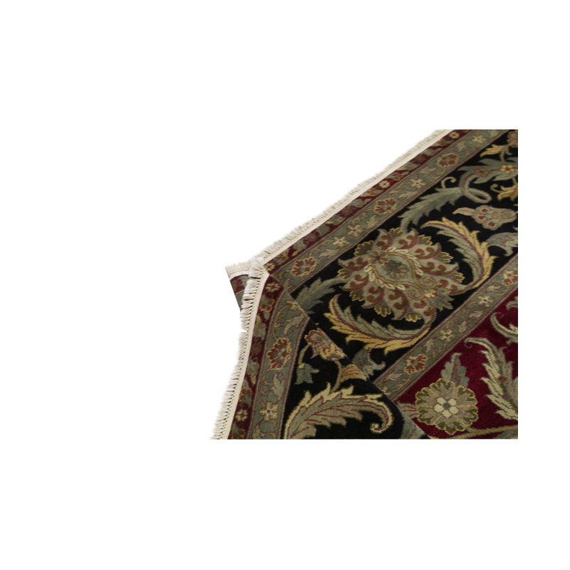 Tapis rouge et bleu noué à la main de haute qualité