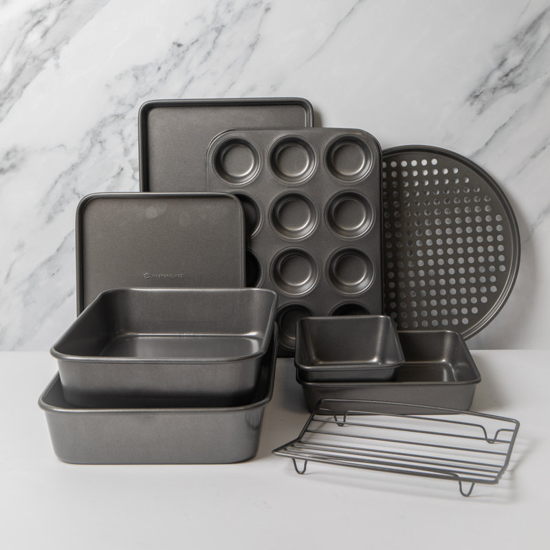 MasterClass 9 Piece Bakeware Set, Roasting Pans, Roasting Rack, Baking Trays and Pizza Crisper