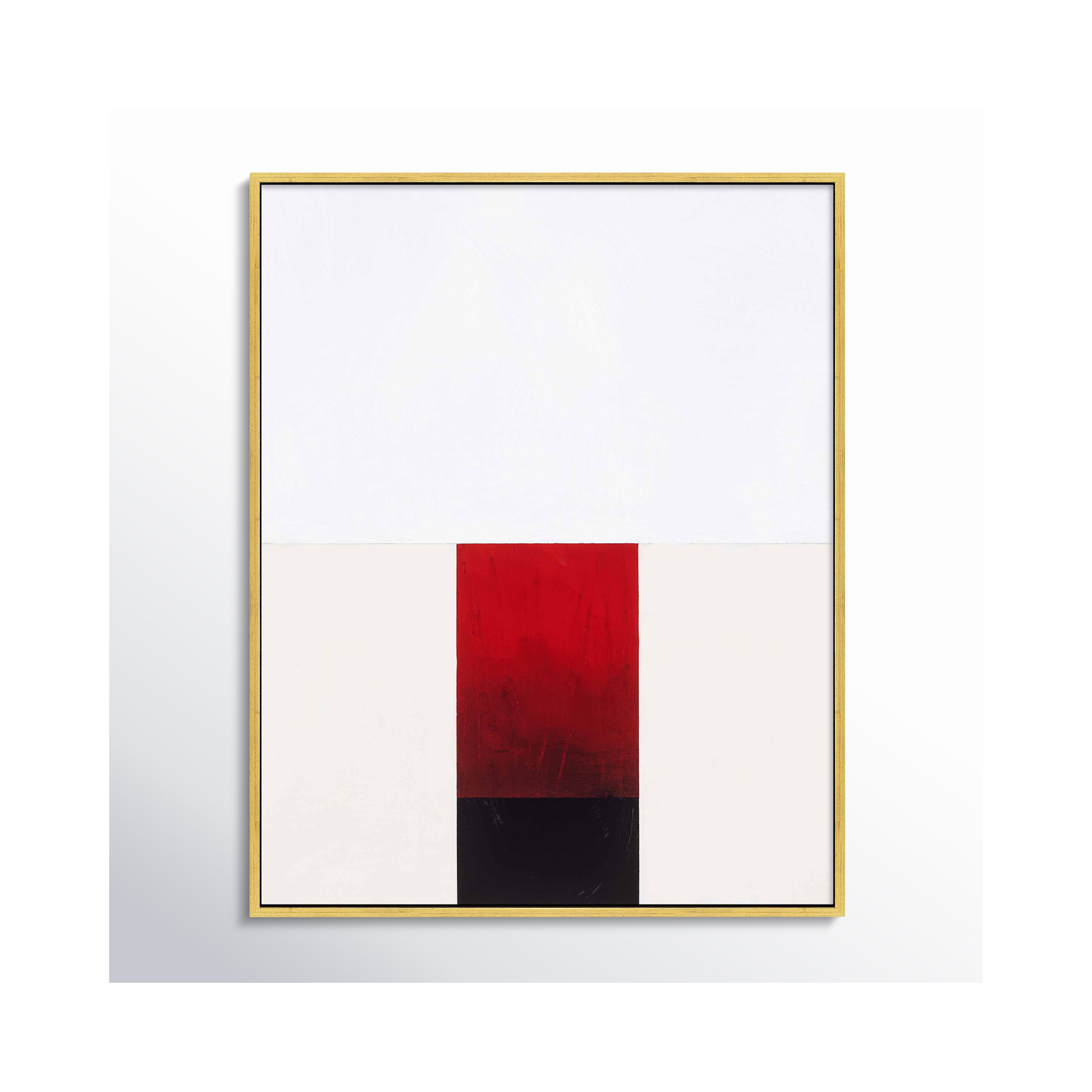 Tempo With Red 2 by Robert Kamnatnik, Gold Framed Canvas, 20" H x 16" W x 1.38" D
