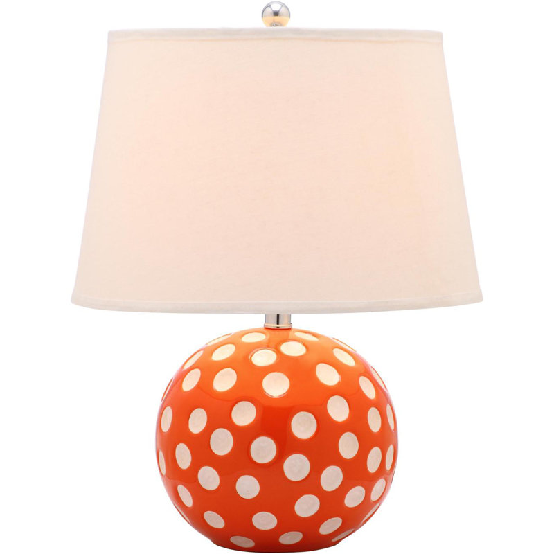 Lampe de table 25 po pois dot, Orange / blanc