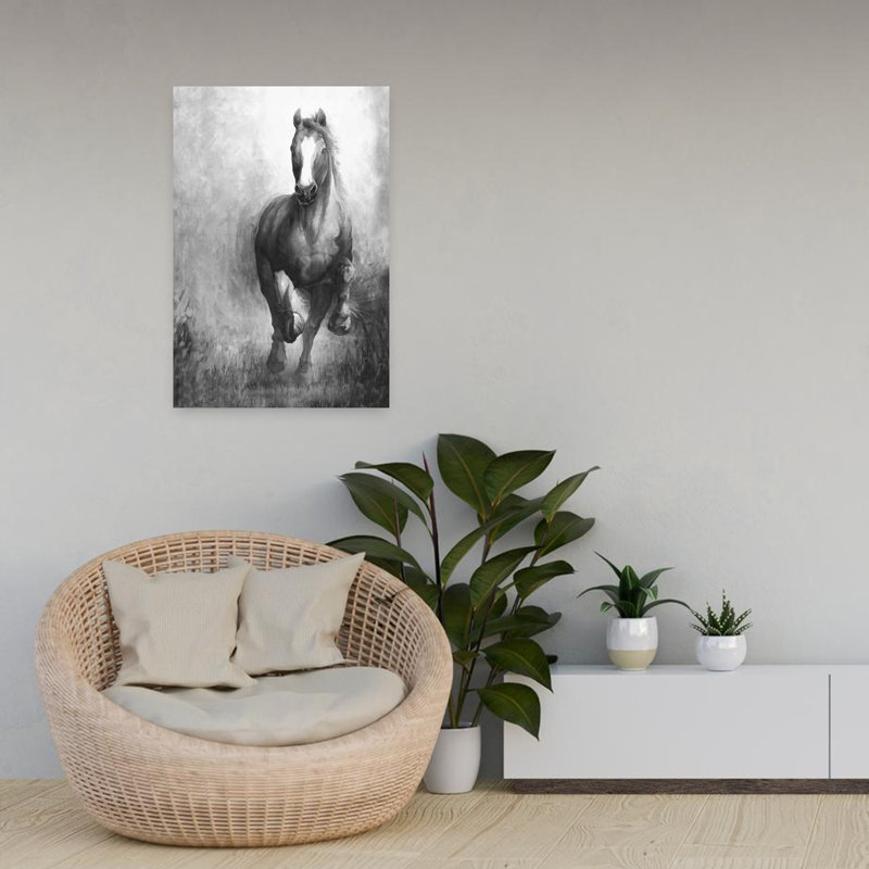 Art au cheval contemporain au galop, H 24 po x l 16 po