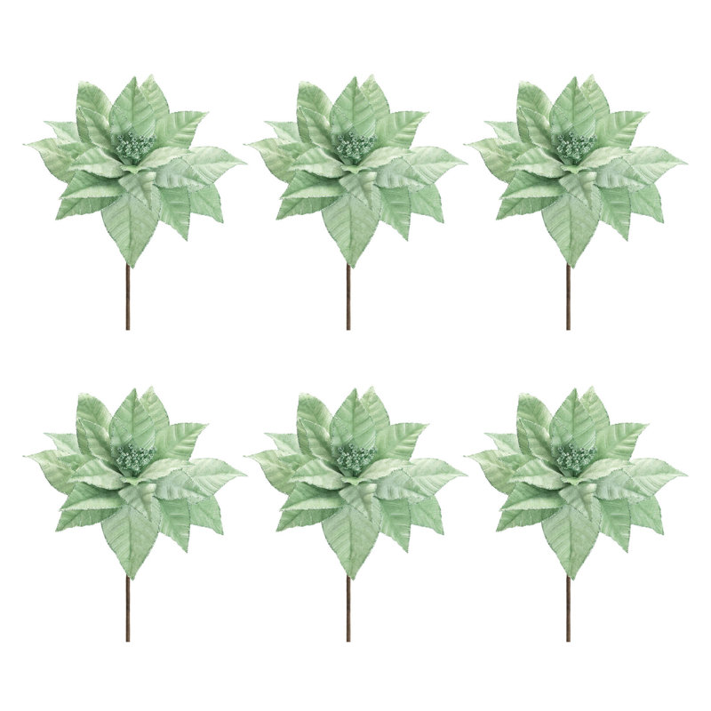 Tige de fleur de poinsettia scintillante, Vert, H 25,5 po x l 13 po x P 7 po