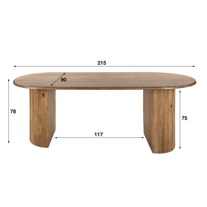 Nyala Oval Solid Wood Top Dining Table