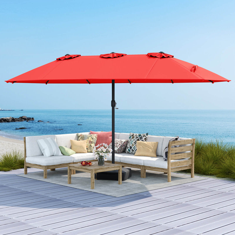 Parasol pour terrasse double 15 pi, Rouge