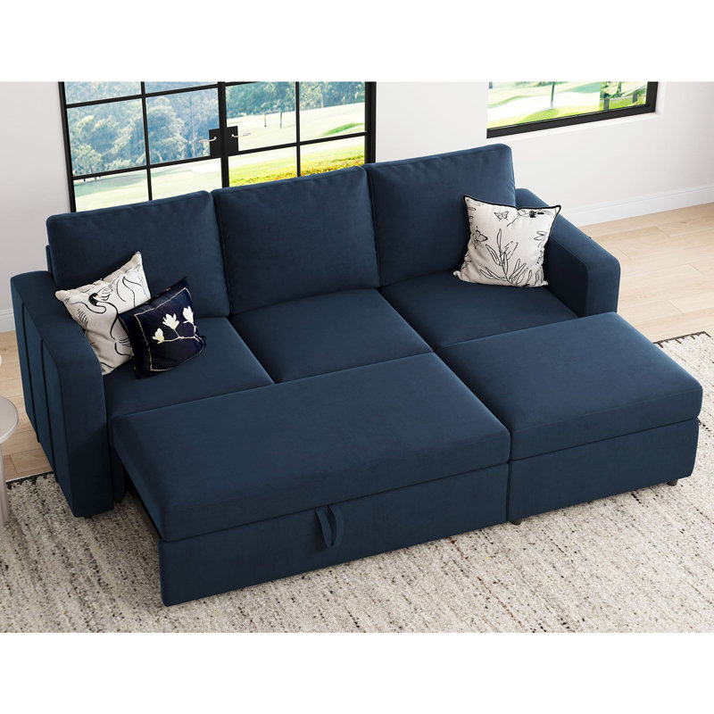 L Shaped Sofa Pull Out Sofa Bed Convertible Modular Sectional Couch Sleeper For Apartment
