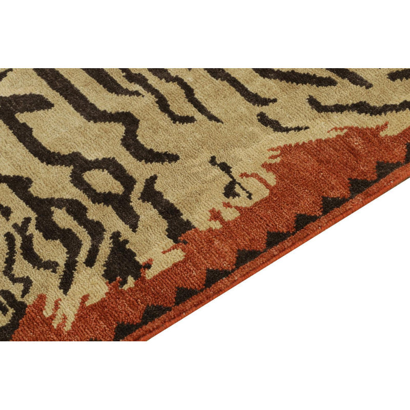 Tiger Skin Contemporary Runner - Gold, Orange, Black By Rug & Kilim, Rectangle 5' x 7'