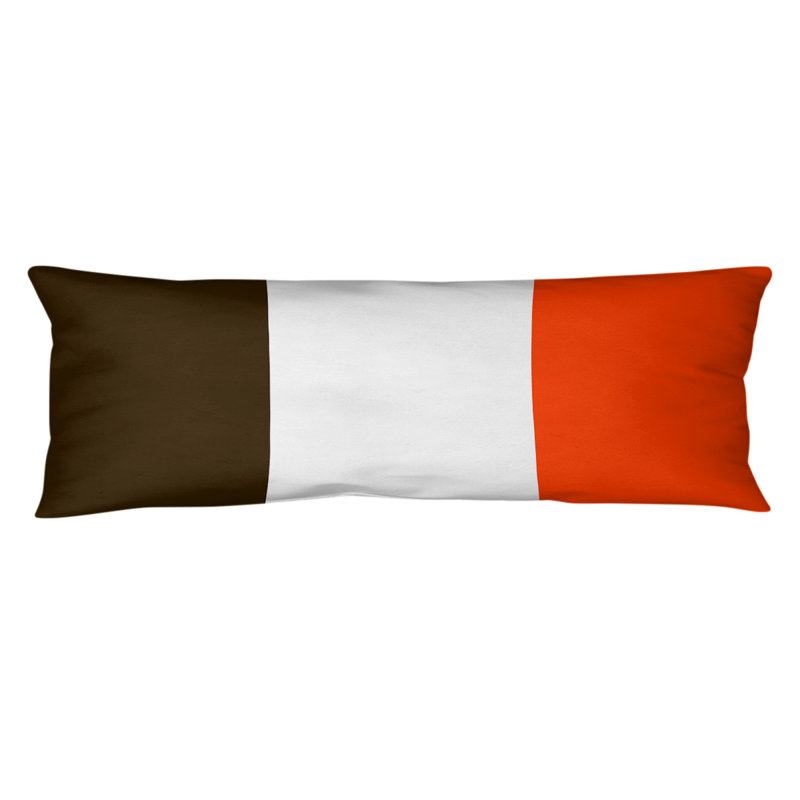 Oreiller pour le corps à rayures en polyester / polyester, Adames Football, Brun / argent / orange