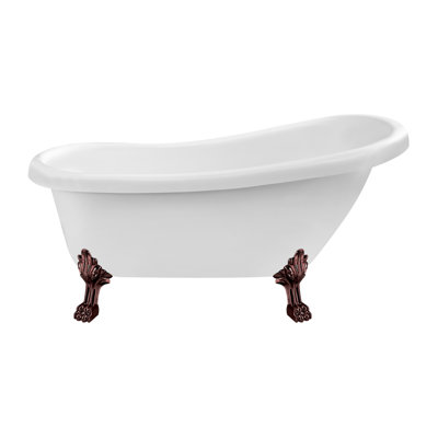 61" Streamline Clawfoot Soaking Acrylic Bathtub and Bamboo Tray