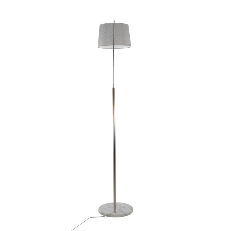 74.00'' Arched Floor Lamp Set, White/Silver, Gray