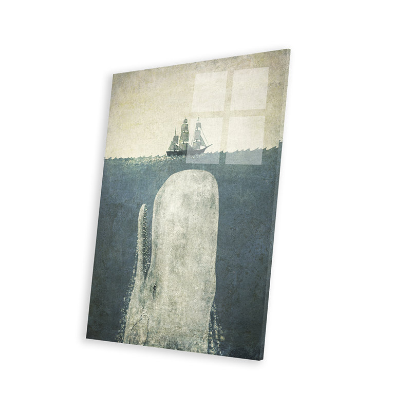 Impression d'une baleine blanche sur verre acrylique, H 24 po x l 16 po x P 0,25 po