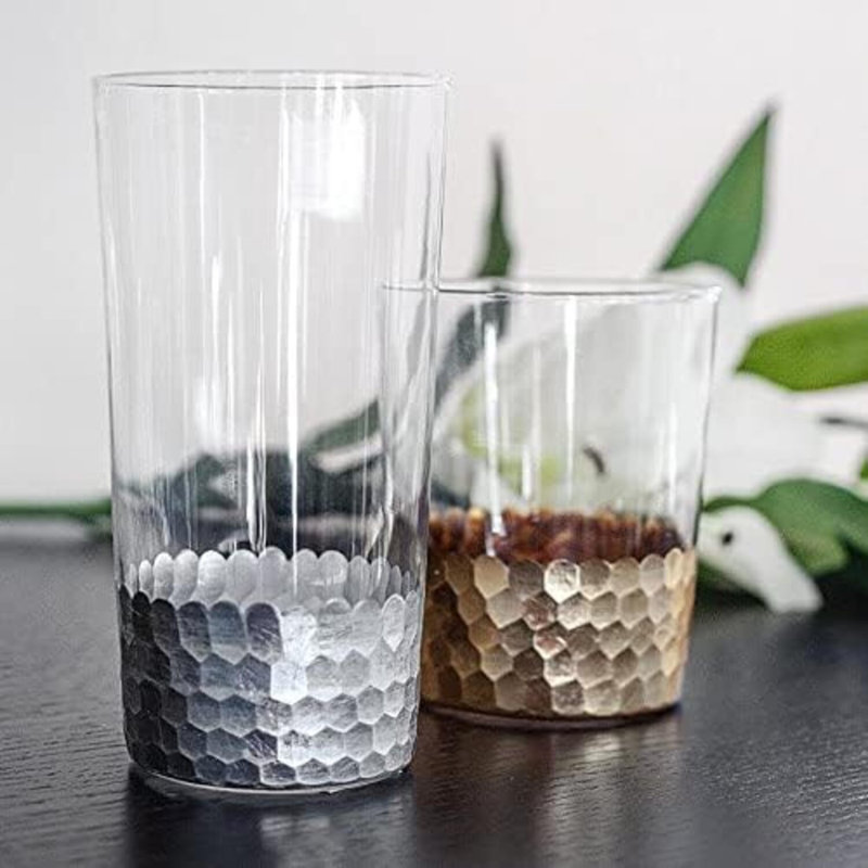 Hosley Argea Glass Bud Vases Set of 2, 6.25-Inch Small Vases with Silver Floral-Patterned Base for Single Flower, Living Room Décor, Decorative Silver Accent for Table Décor, Home Decor, Wedding