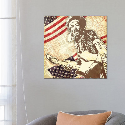 Jimi Hendrix USA Bold As Love by Radio Days - Wrapped Canvas Gallery-Wrapped Canvas Giclée