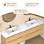 Plateau de meuble-lavabo 84 po en pierre de quartz blanc avec double vasque carrée en céramique
