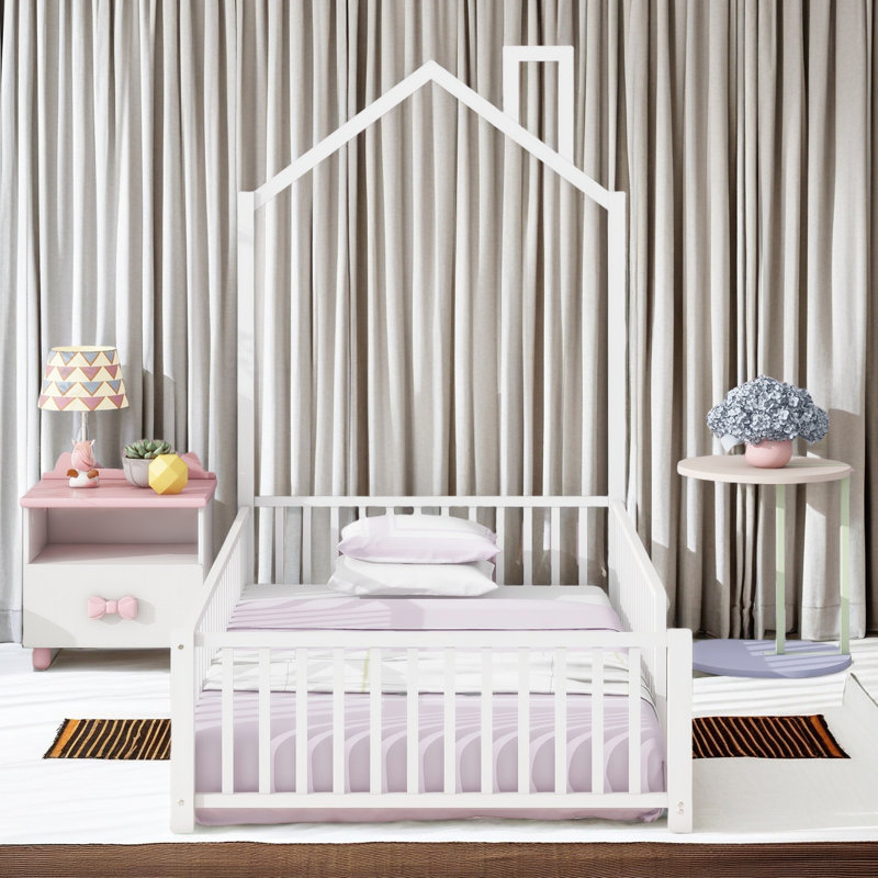 Lit plateforme en métal, Lit simple, Blanc