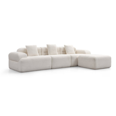Modern Cloud Modular Sectional Sofa,Compressed L Shaped Couch with Ottoman