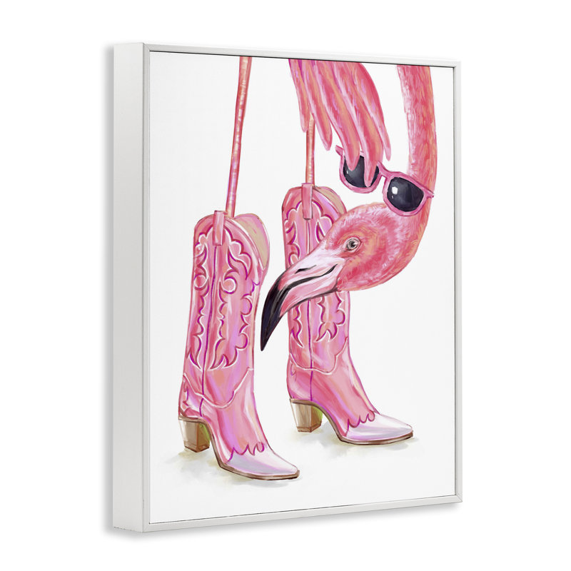 «Glam Cowgirl Flamingo», estampe numérique, conception de Ziwei Li, H 30 po x l 24 po, Giclée encadrée blanc bord de mer