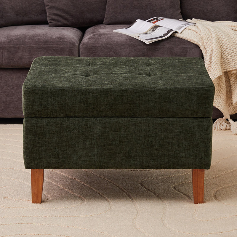41cm Wide Tufted Standard Ottoman with Storage, Green