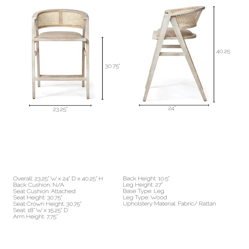Solid Wood Arm Chair in Blonde, Bar Stool (30.75" Seat Height)