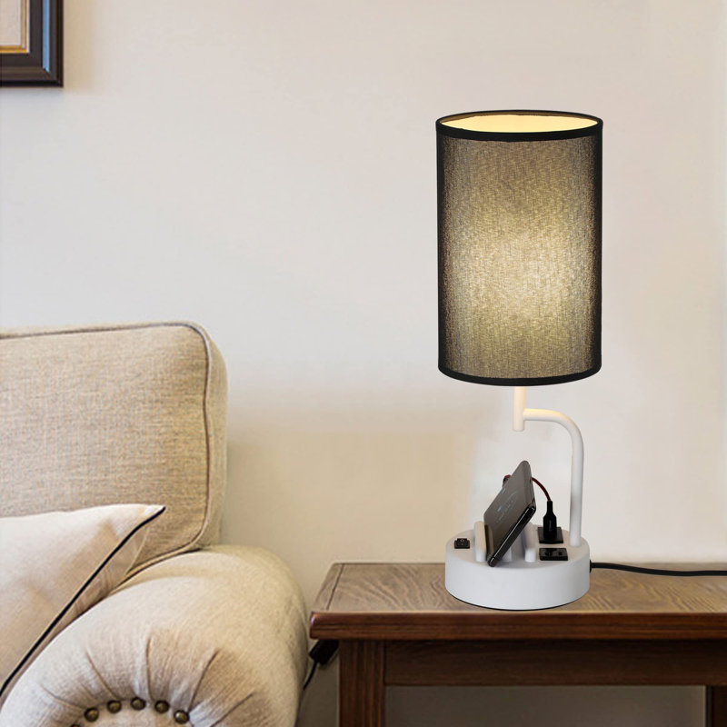 Lampe de table en métal USB, Blanc, Noir, Non