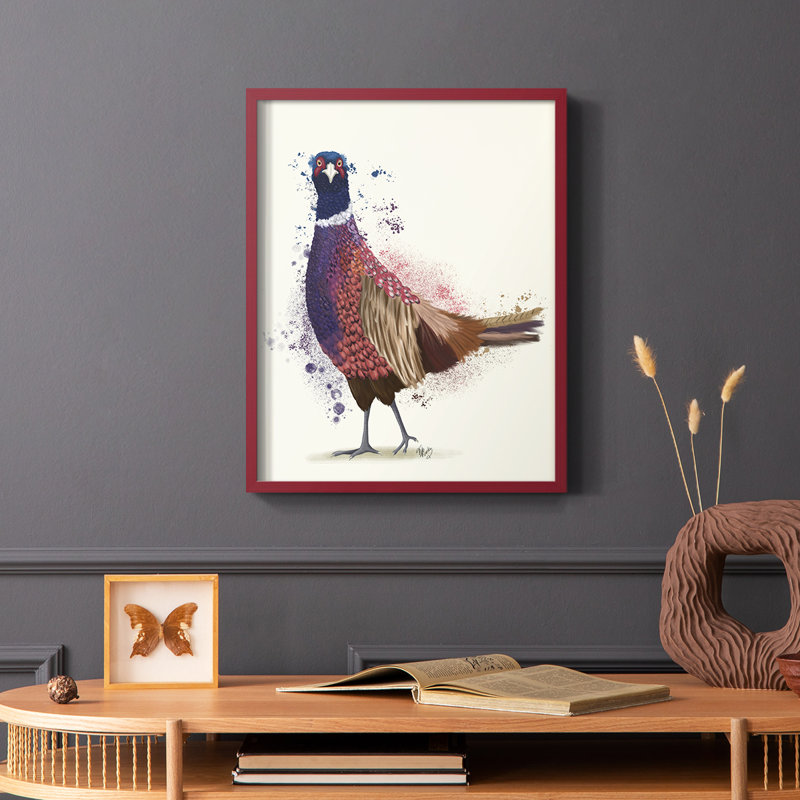 Pheasant Splash 6, reproduction encadrée - bois massif, Blanc, H 20 po x l 16 po