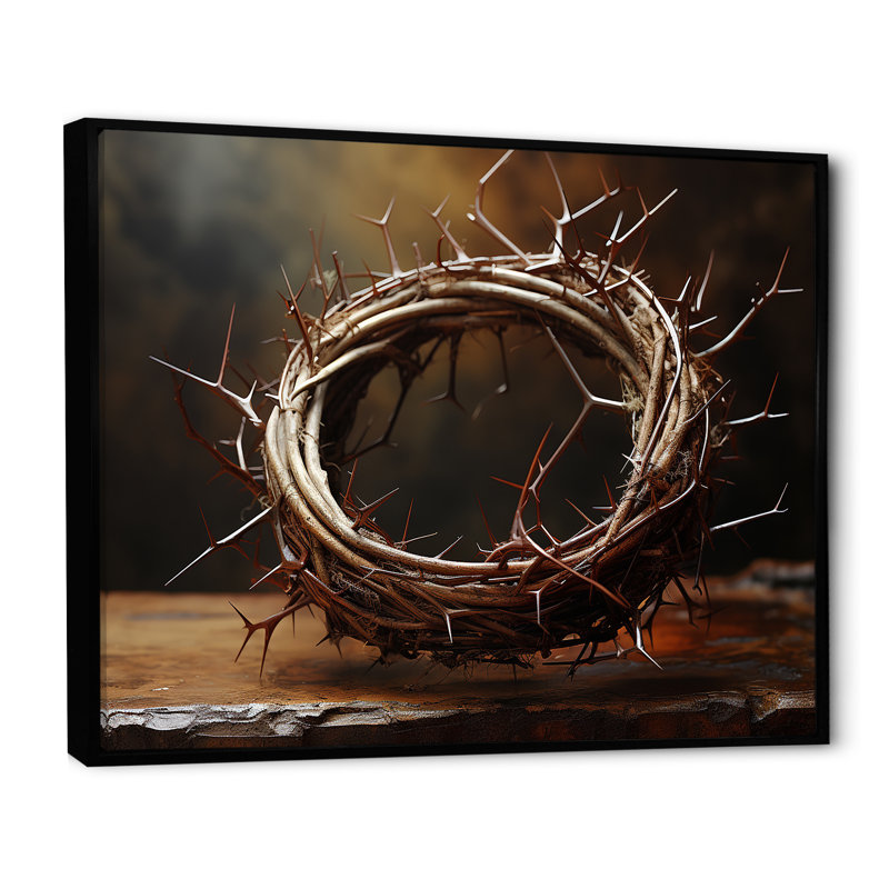 Couronne d'épines, reproduction sur toile, H 24 po x l 32 po x P 1 po, Cadre flottant noir