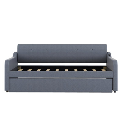 Upholstery Daybed With Trundle And USB Charging Design,Trundle Can Be Flat Or Erected by Red Barrel Studio