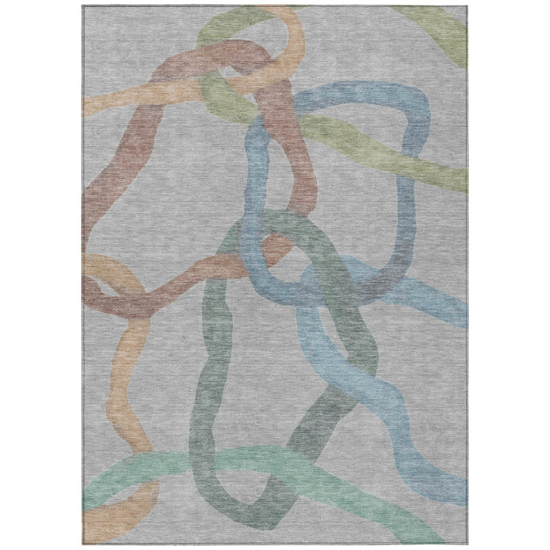 Machine Washable Indoor/Outdoor Chantille ACN2394 Abstract Rug, Rectangle 3' x 5'