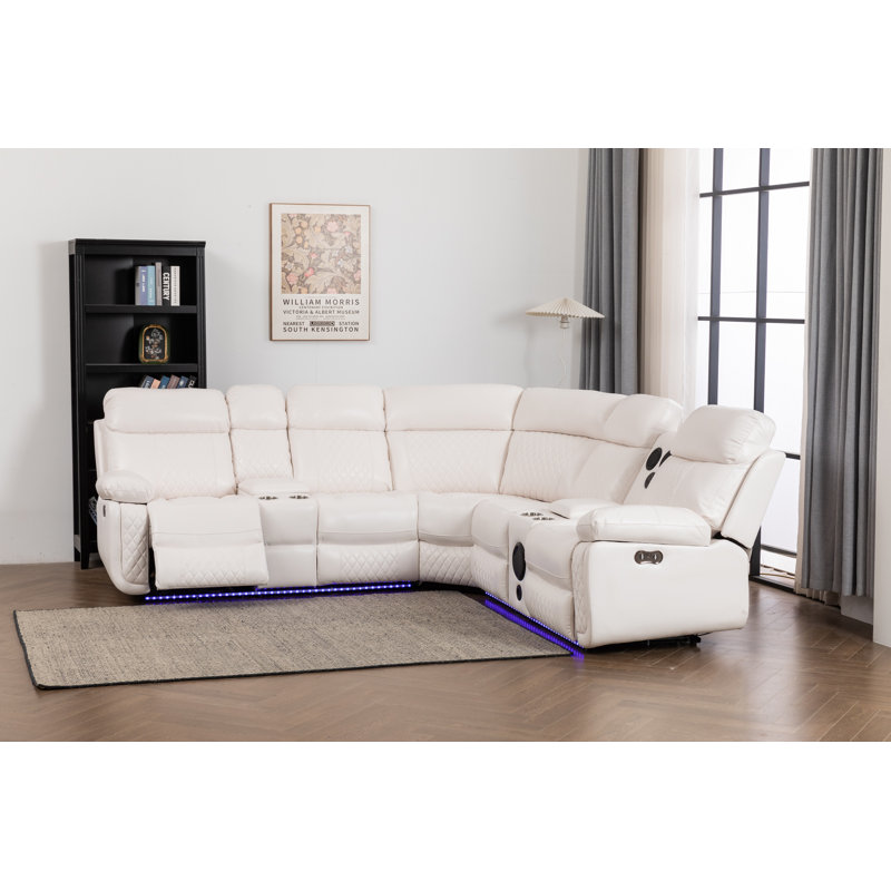 Ensemble de canapé modulaire inclinable électrique en cuir 3 pièces avec éclairage à DEL de 201 po (ensemble de 3)