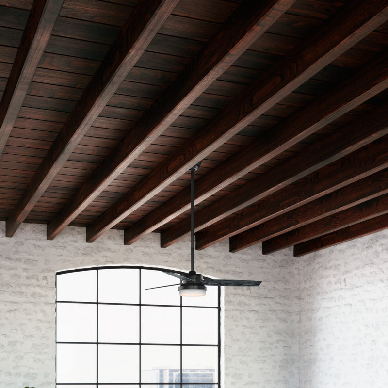 Matte Black 52" Ceiling Fan with LED Light and Remote