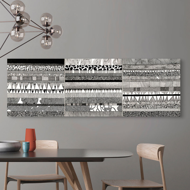 Abstract Partitura IV 1 Piece Wall Art on Canvas, 35cm H x 100cm W x 4cm D