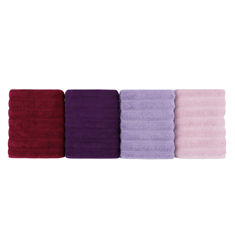 Ensemble de serviettes 4 pièces 100% coton, Mauve / rose / bourgogne