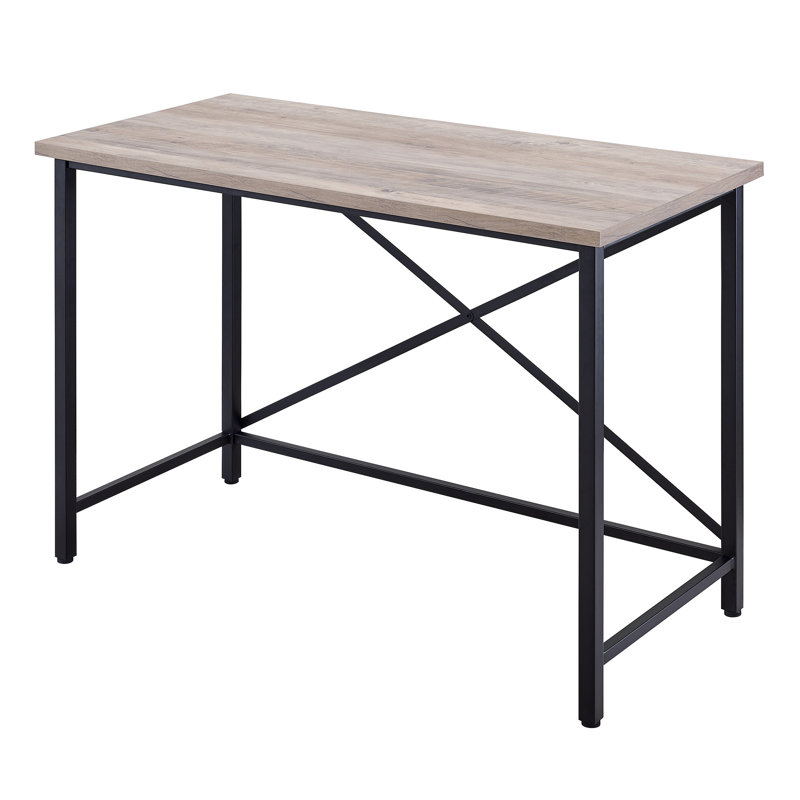 Metal Base Writing Desk, Grey Oak