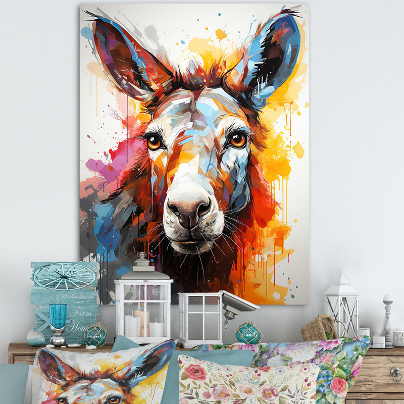 Pop Art Donkey Pop I - art mural âne, Cadre photo argenté, H 32 po x l 16 po