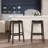 30" Bar Height Saddle Stool, Weathered Gray Finish, Black Leather Seat-718010722