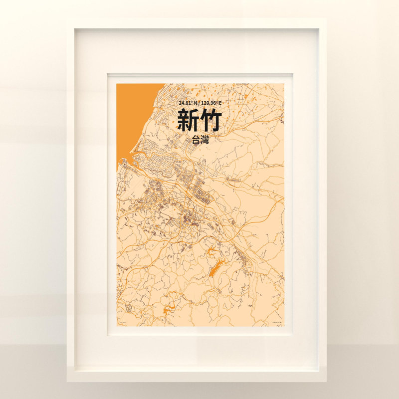 Hsinchu (chinois traditionnel), impression sur toile tendue, Orange / or pâle