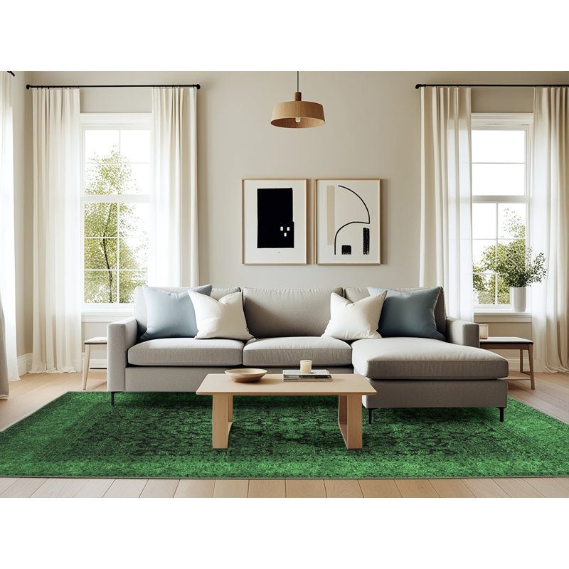 Tapis oriental vert foncé / noir Alamgir, Rectangle 6 pi x 9 pi