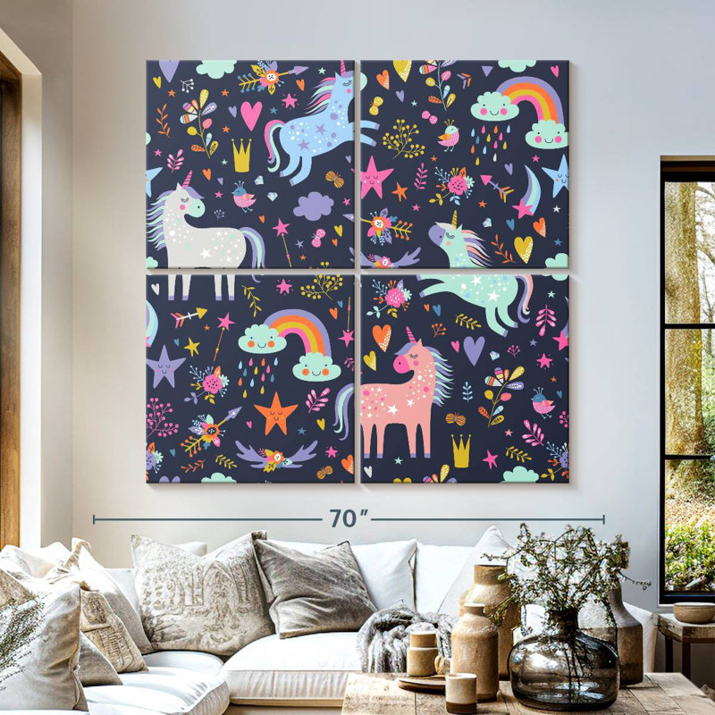 Ashelle Pastel Unicorns, 57'' H x 57'' W