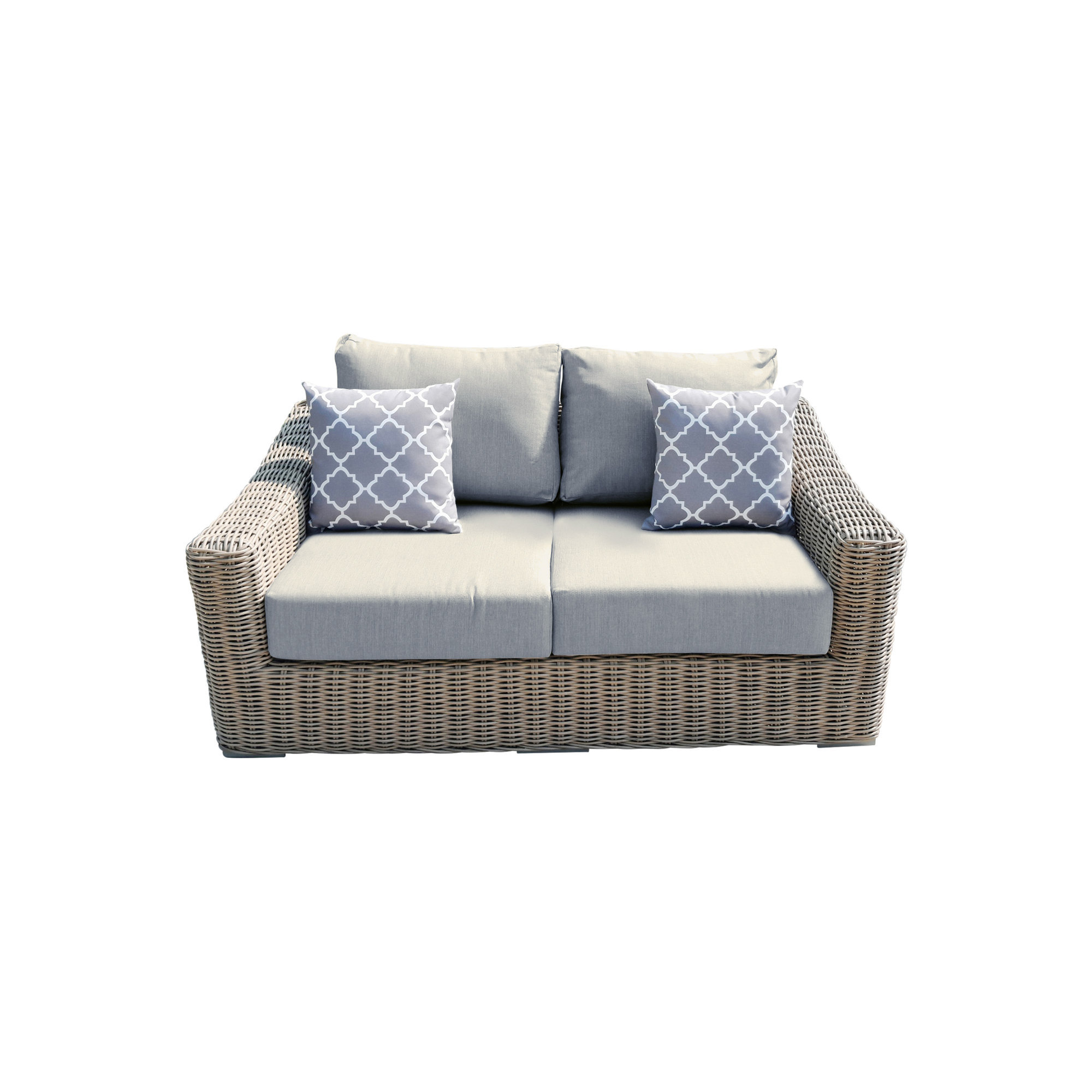 Sommerville 66.9'' Wide Wicker Loveseat with Cushions, Light Beige
