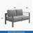 50" All-Weather Aluminum Patio Loveseat With Thick Dark Gray Cushions & Gray Frame-482305597