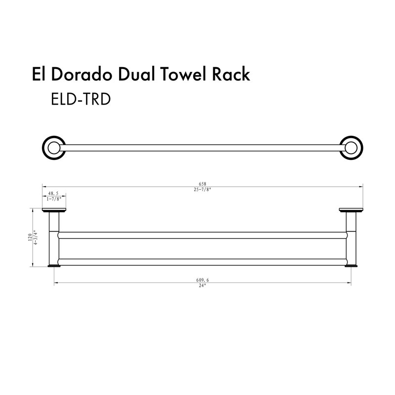 Double 25.9" Wall Mounted Towel Bar, Gun Metal