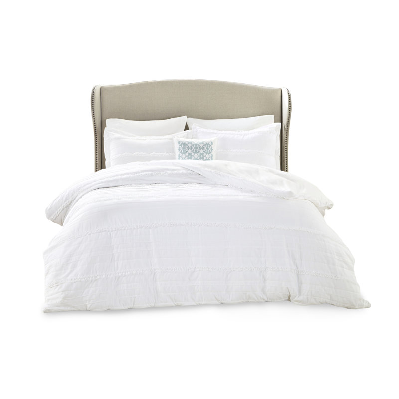 Couette blanche en coton très grand / très grand avec attaches de coin et fermeture à boutons