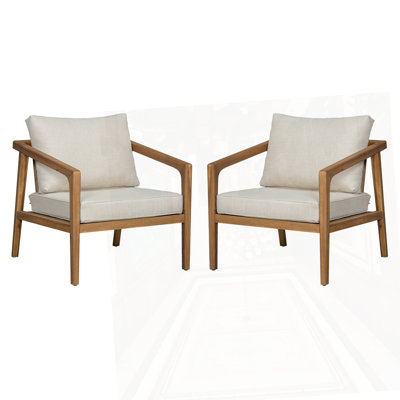 Fauteuil club d'extérieur en bois d'acacia (ensemble de 2)