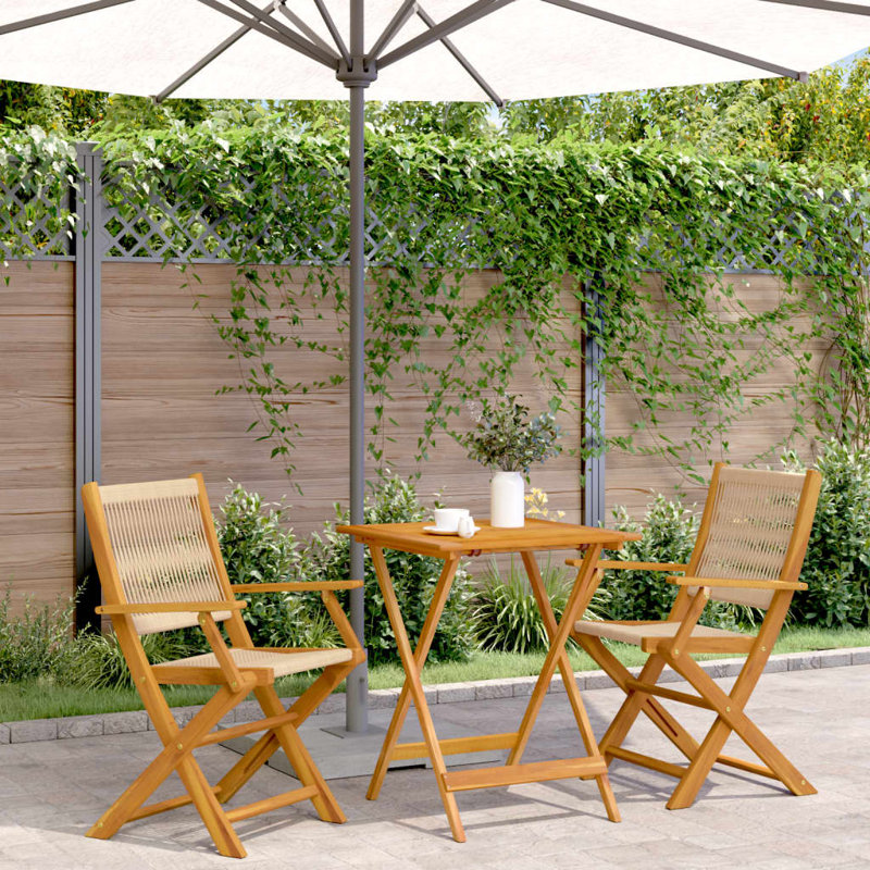 Prajedes 2 - Person Wood Patio Dining Set with Square Table, Beige