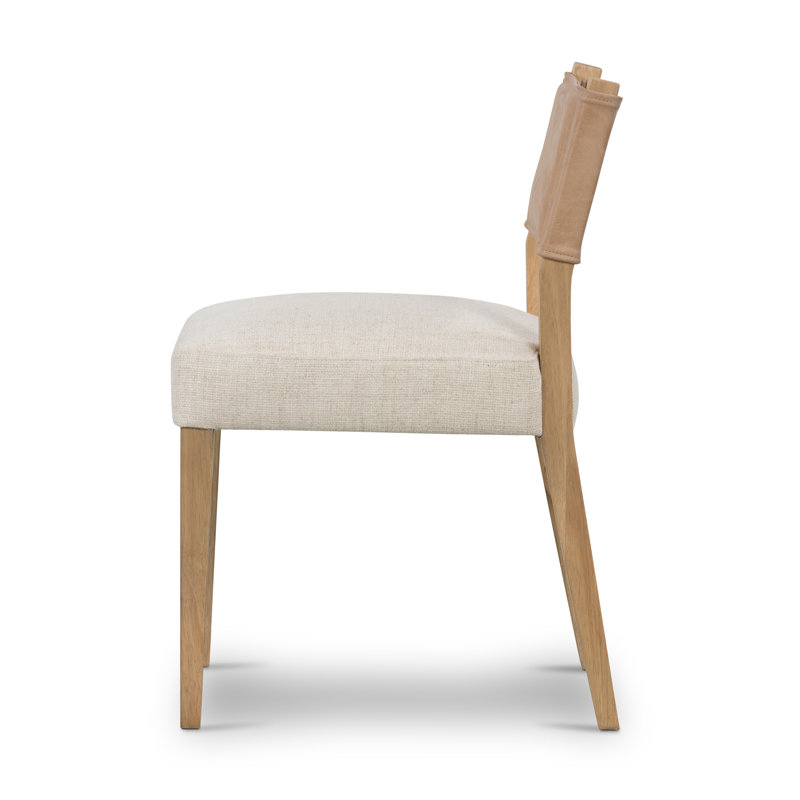 Side Chair in Charcoal, Polyester/Leather Winchester Beige, Natural