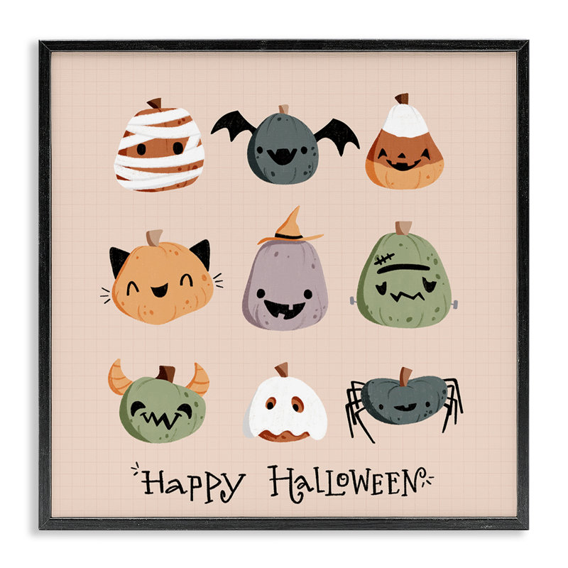 Jolie citrouille d'Halloween, giclée, par Sarah Hickman, H 24 po x l 24 po, Giclée encadrée noir minuit