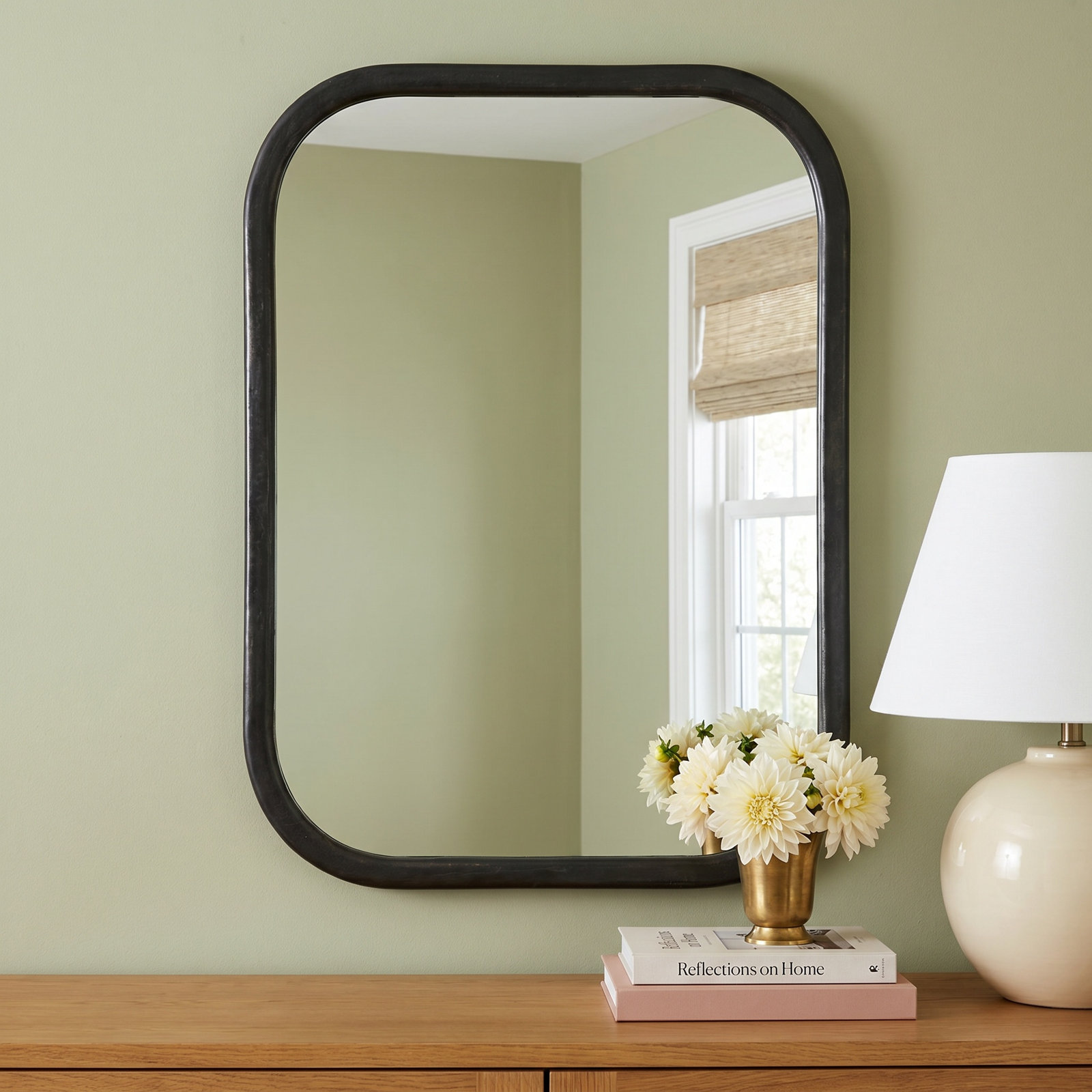 Patz Mantel Mirror, Black Antique