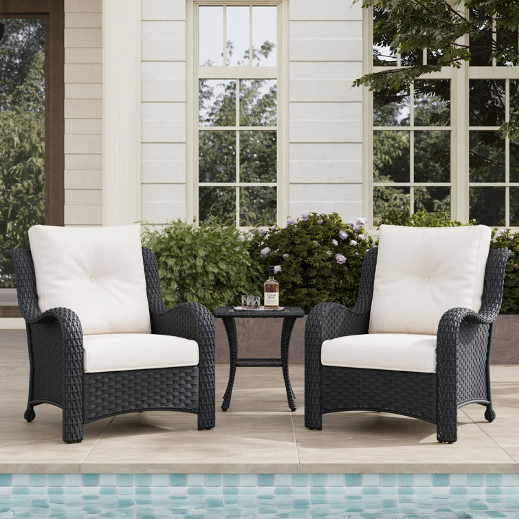 LayinSun 3 Pieces Wicker Rattan Patio Chairs Set With Side Table